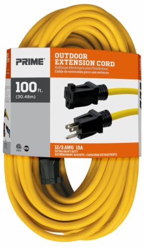 Prime® Outdoor Heavy Duty Yellow Extension Cord, 100 ft - Fred Meyer