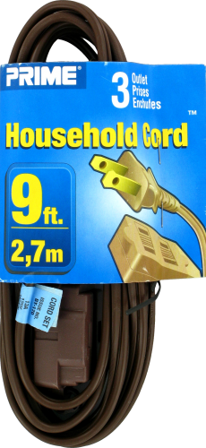 Prime® 3-Outlet Household Extension Cord - Brown Perspective: front
