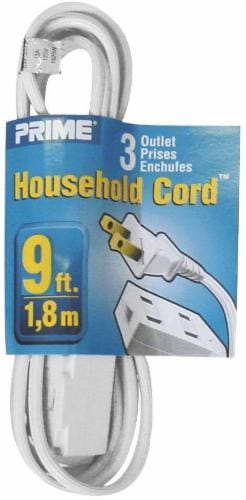 Prime® 3-Outlet Household Extension Cord - White Perspective: front