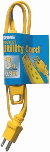 Prime 3-Outlet Shop and Utility Extension Cord - SPT-2 16/3 - 3 Foot - Yellow Perspective: front