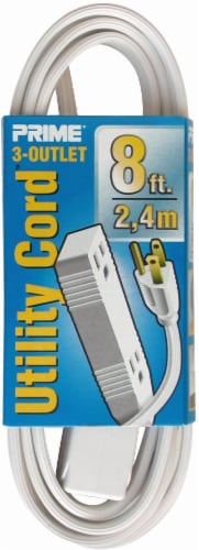 Prime® White 3-Outlet Utility Extension Cord Perspective: front