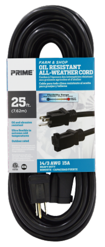 Prime® Farm & Shop™ Black Outdoor Extension Cord Perspective: front