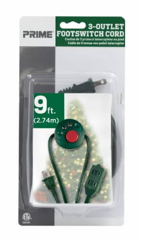 Prime® Holiday 3-Outlet Footswitch Extension Cord - Green Perspective: front