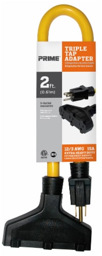 Prime® Yellow Triple Tap Adapter Perspective: front