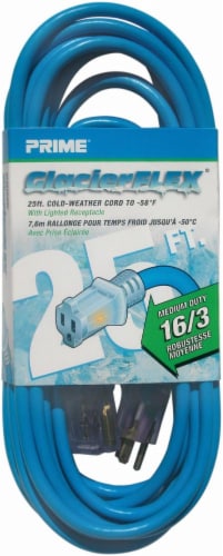 Prime® Blue Glacier Flex® Cold Weather Extension Cord Perspective: front