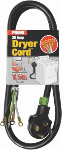 Prime® Black 30 Amp Dryer Cord Perspective: front