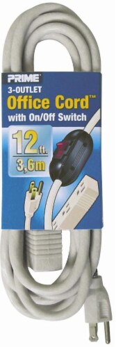 Prime® 3-Outlet Beige Office Cord with On/Off Perspective: front