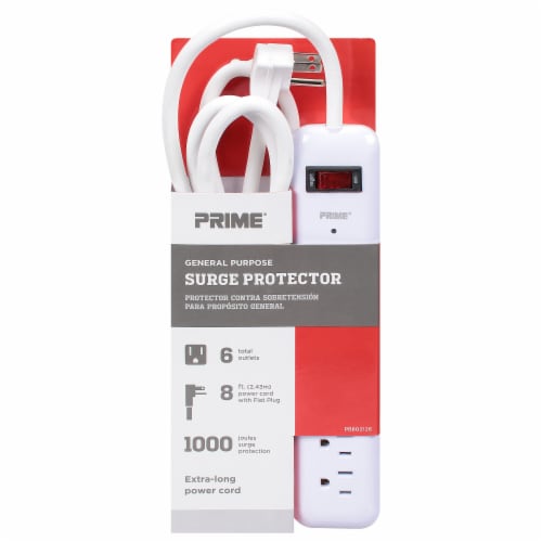 Prime® General Purpose 6-Outlet White Surge Protector, 8 ft - Kroger