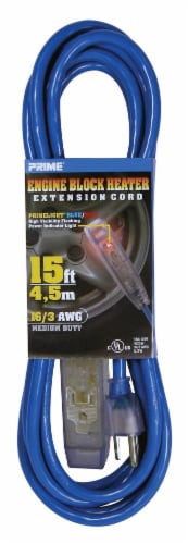 Prime® Glacier Flex 3-Outlet Engine Block Heater Extension Cord Perspective: front