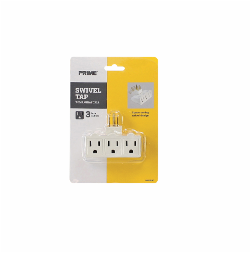 Prime 3-Outlet Swivel Power Tap - White Perspective: front