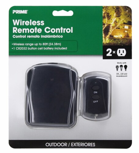 Prime® 2-Outlet Outdoor Wireless Remote Control - Black Perspective: front