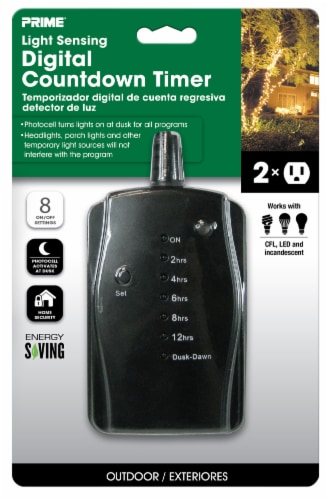 Prime® 2-Outlet Outdoor Countdown Timer Perspective: front