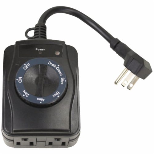 Prime® 2-Outlet Outdoor Light Sensing Countdown Timer Perspective: front