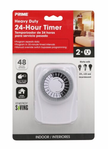 Prime® Heavy Duty 24-Hour 2-Outlet Timer Perspective: front