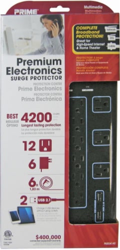 Prime® 12-Outlet Multimedia Surge Protector Perspective: front