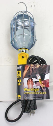 Prime Work Light With Metal Guard and Convenience Outlet Perspective: front