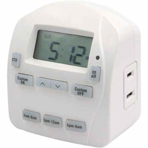 Prime EZ-Set 24-Hour Indoor Digital Timer - White Perspective: front