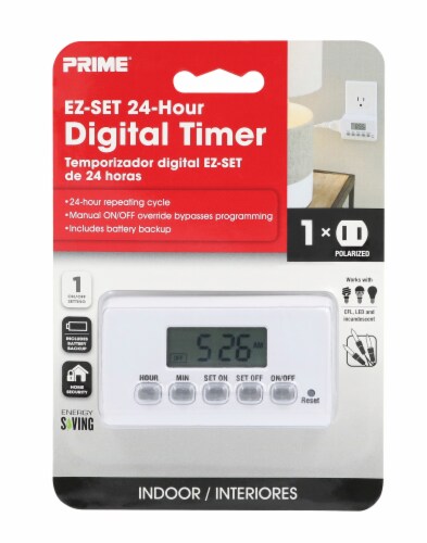 Prime® 1-Outlet 24-Hour Digital Indoor Timer Perspective: front