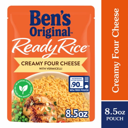 Ben's Original Ready Rice Creamy Four Cheese Flavored Rice, Easy Dinner Side, 8.5 oz Pouch Perspective: front