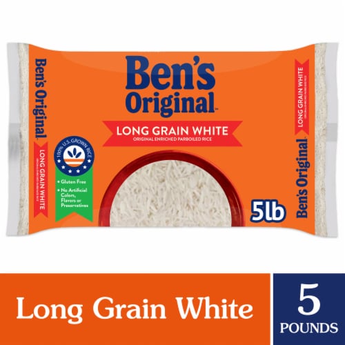 Ben's Original Enriched Long Grain White Rice, Parboiled Rice, 5 lb Bag Perspective: front