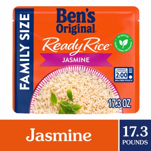 Ben's Original Ready Rice Jasmine Family Size Rice, Easy Dinner Side, 17.3 oz Pouch Perspective: front