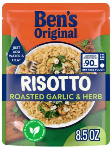BEN'S ORIGINAL Risotto Roasted Garlic & Herb Flavored Rice, Easy Dinner Side, 8.5 oz Pouch Perspective: front
