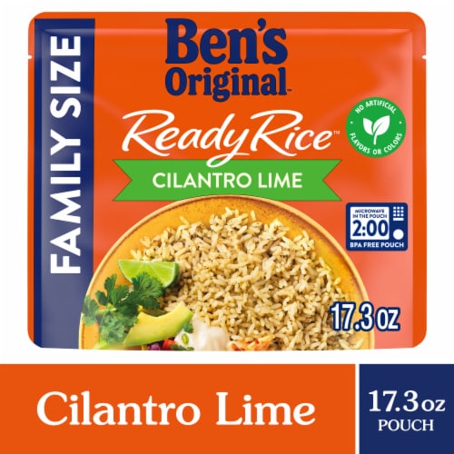 Ben's Original Ready Rice Cilantro Lime Flavored Family Size Rice, Easy Dinner Side, 17.3 oz Pouch Perspective: front