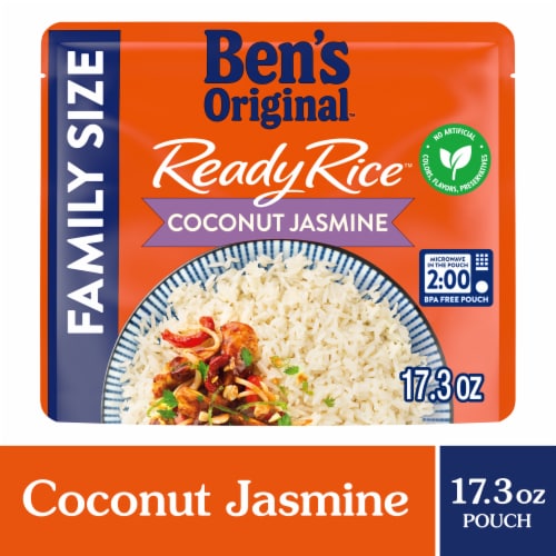 Ben's Original Ready Rice Coconut Jasmine Family Size Rice, Easy Dinner Side, 17.3 oz Pouch Perspective: front