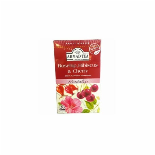 Ahmad Tea Rosehip Hibiscus & Cherry Tea Bags Perspective: front
