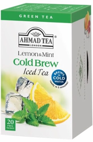 Ahmad Tea Lemon and Mint Iced Green Tea Cold Brew (Pack of 3) Perspective: front