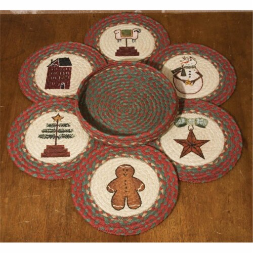 Capitol Importing Winter - Set of 7 Trivets in a Basket Perspective: front