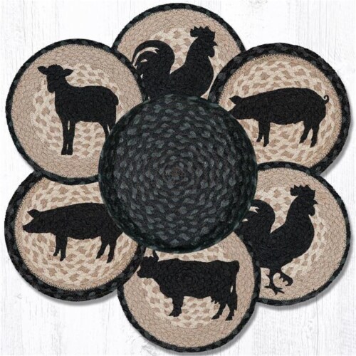 Capitol Importing 56-459BA 10 x 10 in. Barnyard Animals Trivet in a Basket Perspective: front