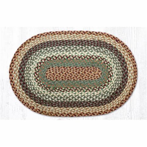 Capitol Importing 33-413 2 x 6 ft. Jute Oblong Braided Rug - Buttermilk & Cranberry Perspective: front