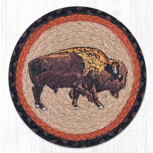 Capitol Importing 80-240B 10 in. Jute Round Buffalo Printed Trivet Perspective: front