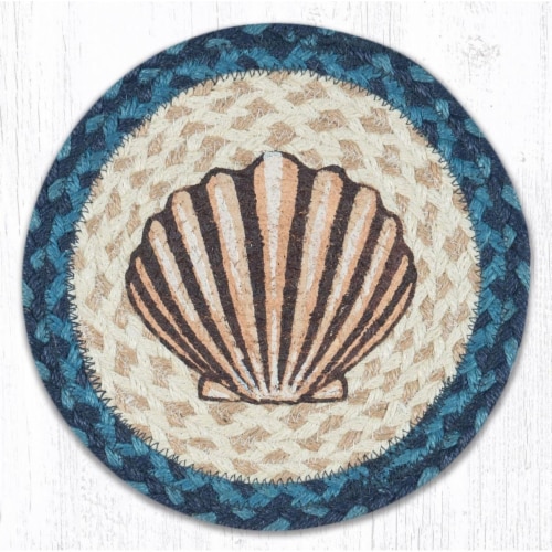 Capitol Importing 80-362S 10 in. Jute Round Scallop Printed Trivet Perspective: front