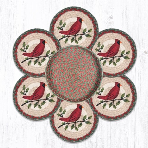Capitol Importing 56-025HC 10 x 10 in. TNB-25 Holly Cardinal Trivets in a Basket Perspective: front