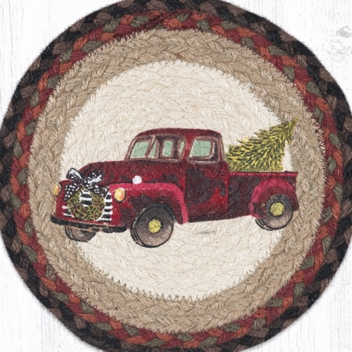 Capitol Importing 10 x 10 in. Christmas Truck Printed Round Trivet Perspective: front