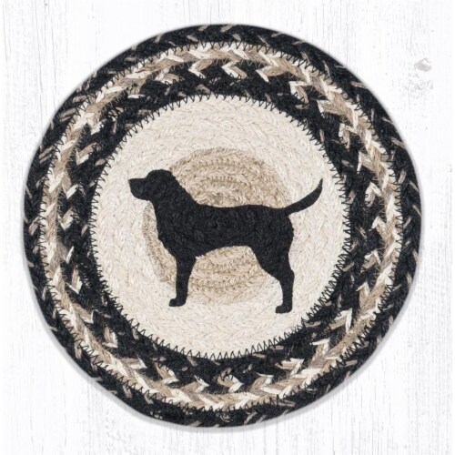 Capitol Importing 80-9-093BLS 10 x 10 in. MSPR-9-93 Black Lab Silhouette Printed Round Trivet Perspective: front