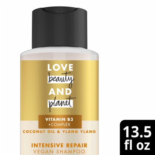 Love Beauty and Planet Coconut Oil & Ylang Ylang 100% Biodegradable Shampoo Perspective: front