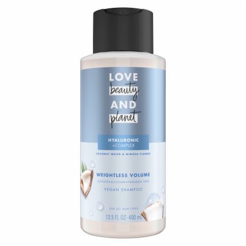 Love Beauty and Planet Silicone & Sulfate-Free Coconut Water & Mimosa Flower Vegan Shampoo Perspective: front