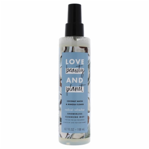 Love Beauty and Planet Radical Refresher Coconut Water & Mimosa Flower Cleansing Body Mist Perspective: front
