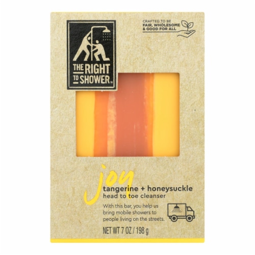 The Right To Shower Joy Tangerine & Honeysuckle Shampoo Bar & Bar Soap Perspective: front