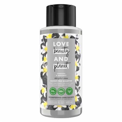 Love Beauty and Planet Sulfate & Silicone-Free Charcoal & Bergamot Vegan Shampoo Perspective: front