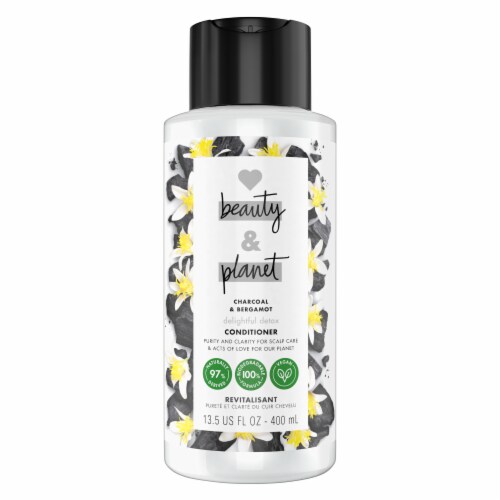 Love Beauty and Planet Cruelty & Silicone-Free Charcoal & Bergamot Vegan Conditioner Perspective: front