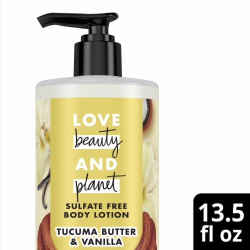 Love Beauty and Planet Vegan Tucuma Butter & Vanilla Body & Hand Lotion for Dry Skin Perspective: front