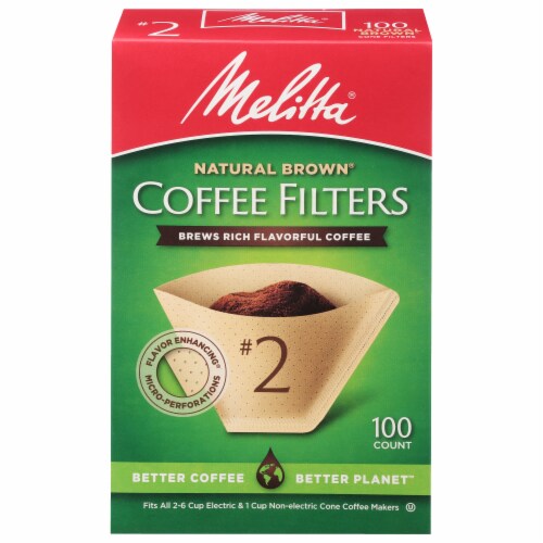 Melitta® #2 Super Premium Paper Cone Coffee Filters - Natural Brown Perspective: front