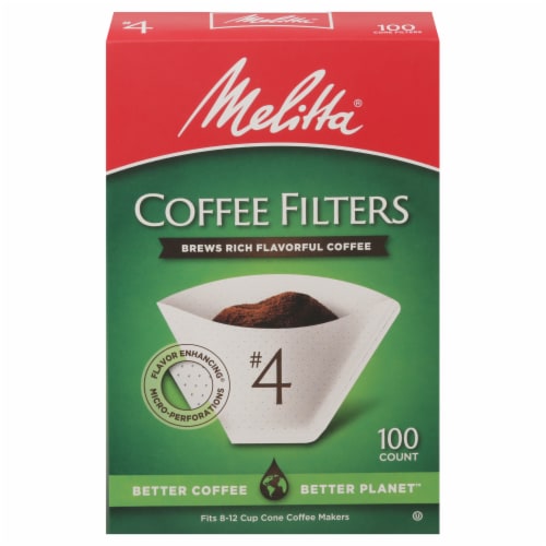 Melitta® #4 Cone White Paper Coffee Filters Perspective: front