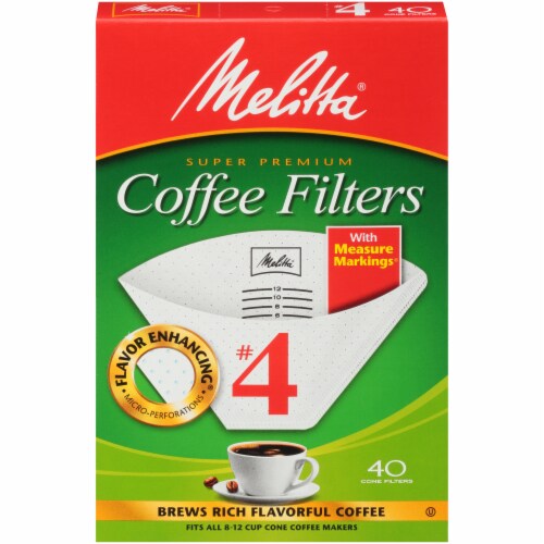 Melitta® #4 Cone Coffee Filters - White Perspective: front