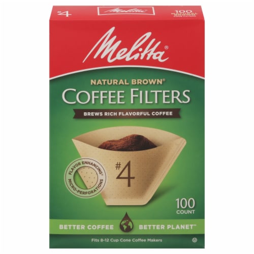 Melitta® #4 Cone Natural Brown Coffee Filters Perspective: front