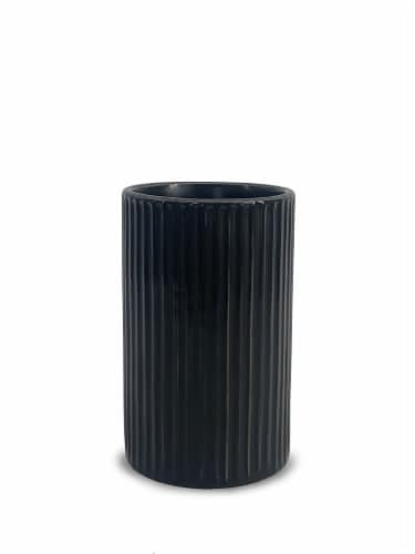 Splash Home Ceramic Tall Toothbrush Holder - Matte Black Perspective: front